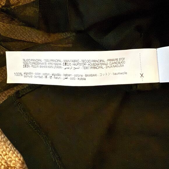 Zara black short sleeve T-shirt w chiffon pleated back and text on front NWOT S - Picture 12 of 12